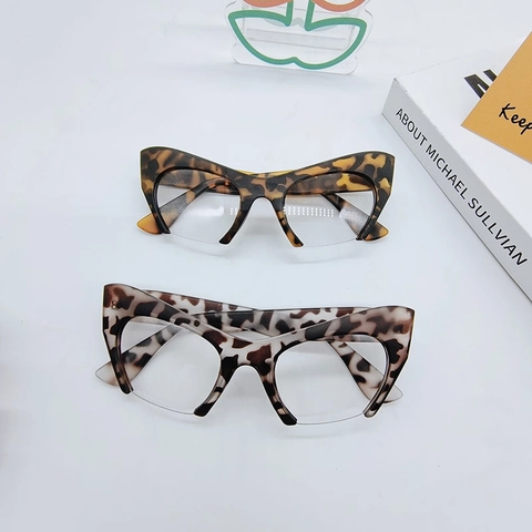 Gafas Ojo De Gato Para Mujer Media Montura Anti Luz Azul Retro Moda Decorativas Lente Transparente PC