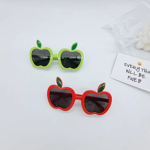 Kinder Zonnebril In Appelvorm UV Bescherming Kunststof Montuur Schattige Cartoon Fruit Stijl Brillen Voor Jongens Meisjes