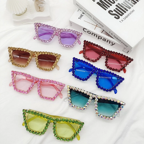 Occhiali Da Sole Cat Eye Con Strass Montatura In Metallo Protezione UV400 Lenti Sfumate Moda Di Lusso Per Donna