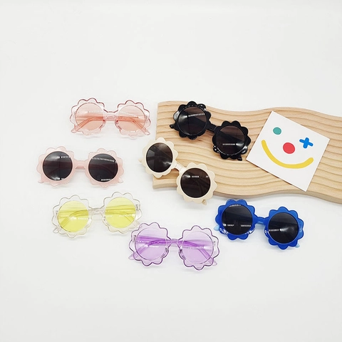 Occhiali Da Sole A Fiore Per Bambini Forma Di Girasole Protezione UV400 Montatura Rotonda In Resina Per Bambini Ragazzi Ragazze