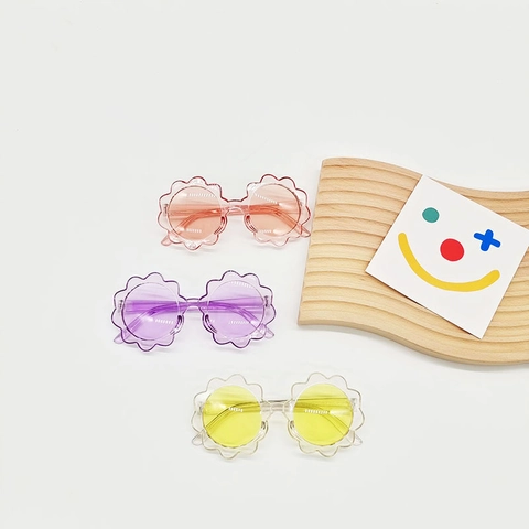 Occhiali Da Sole A Fiore Per Bambini Forma Di Girasole Protezione UV400 Montatura Rotonda In Resina Per Bambini Ragazzi Ragazze