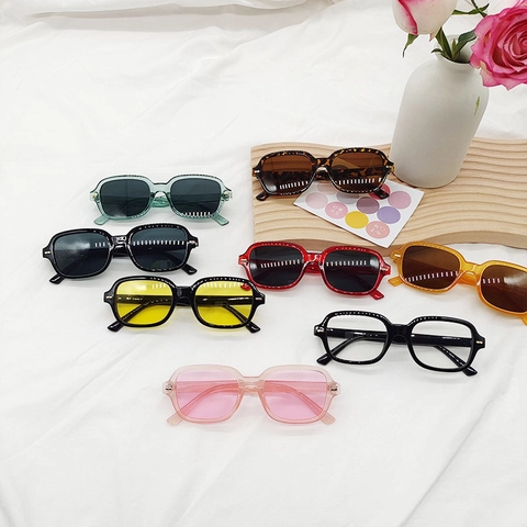 Retro Square Sunglasses Resin Frame UV Protection Outdoor Fashion Travel Eyewear Men Women