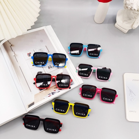 Kids Sunglasses TPEE Frame Resin Lens UV400 Protection Polarized Square Large Frame Trendy Contrast Color Children Eyewear