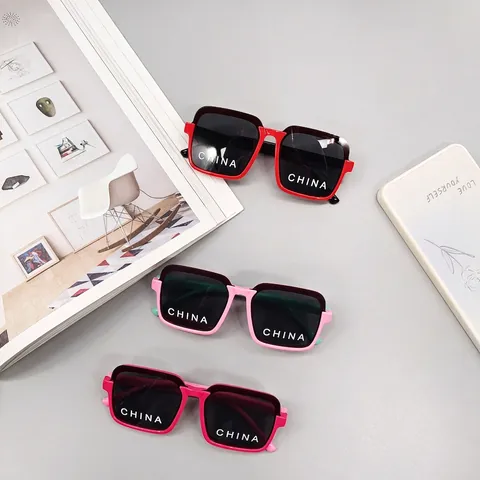 Kids Sunglasses TPEE Frame Resin Lens UV400 Protection Polarized Square Large Frame Trendy Contrast Color Children Eyewear