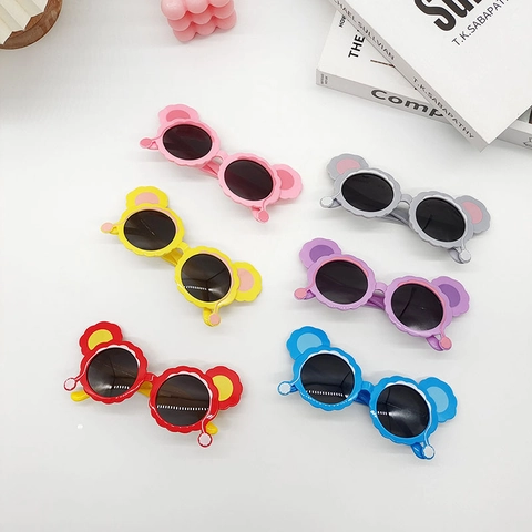 Occhiali Da Sole Polarizzati Per Bambini Protezione UV400 Simpatiche Orecchie Da Orso Cartone Animato Montatura Rotonda Flessibile TPEE Per Ragazzi Ragazze
