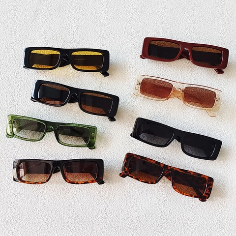 Retro Rectangular Sunglasses For Women UV400 Protection PC Frame Vintage Small Square Sun Glasses Trendy Outdoor Travel