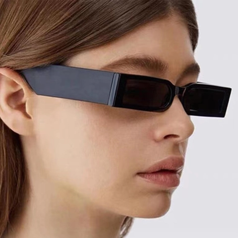 Retro Rectangular Sunglasses Narrow Frame Wide Leg Cyberpunk Hip Hop UV400 Protection Eyewear For Men Women