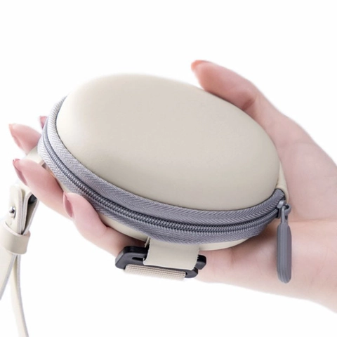 Round Folding Sunglasses Case EVA PU Leather Zippered Portable Eyewear Storage Box With Carrying Strap Hard Shell Protective
