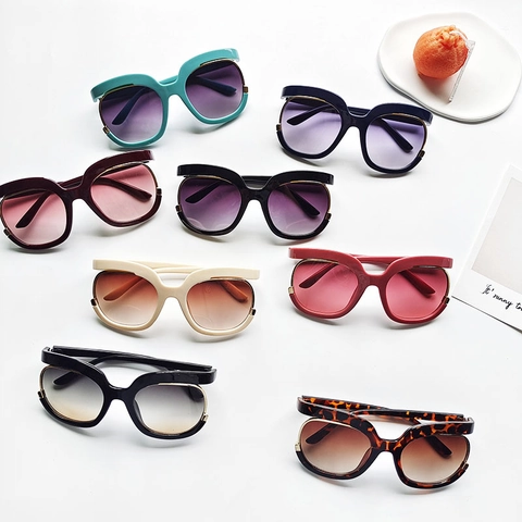 Oversized Round Sunglasses UV400 Protection PC Metal Frame Gradient Lens Vintage Retro Fashion Eyewear For Women Men