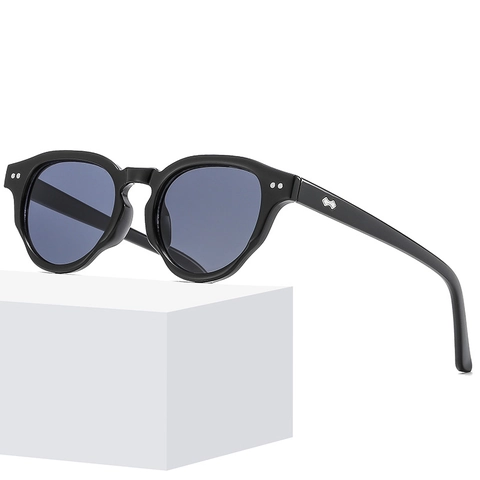 Occhiali Da Sole Tondi Retro Dettaglio Rivetto Vintage Protezione UV400 Montatura PC Lenti AC Unisex