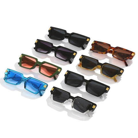 Vierkante Zonnebril Dik Frame UV400 Bescherming Retro Krokodillen Textuur Goud Decor Unisex Mode Brillen