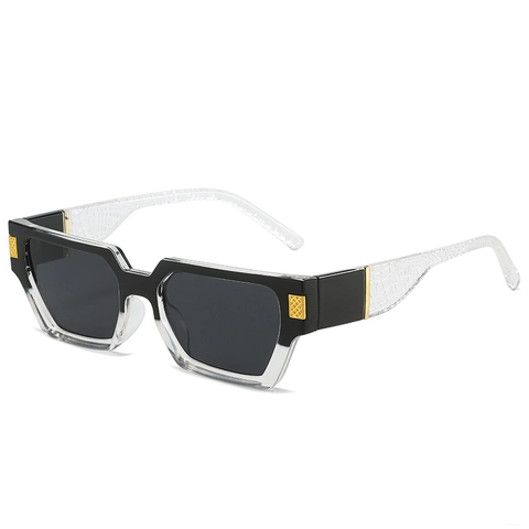 Vierkante Zonnebril Dik Frame UV400 Bescherming Retro Krokodillen Textuur Goud Decor Unisex Mode Brillen