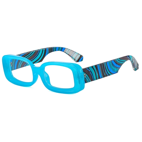 Occhiali Quadrati Anti Luce Blu Retrò Hip Hop Motivo A Onde Colorate Aste Larghe PC Unisex