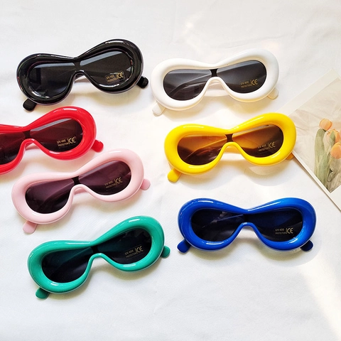 Funny Inflated Bubble Frame Oval Sunglasses UV400 Protective PC Lens Street Style Eyewear For Kids Adults Boys Girls