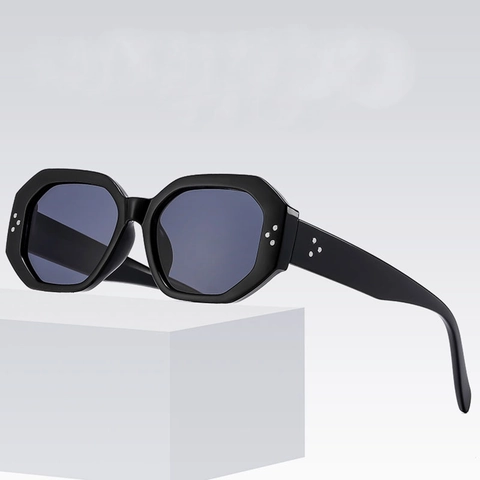 Gafas De Sol Hexagonales Para Mujer Hombre Protección UV400 Montura PC Vintage Retro Moda Remache Decoración Viaje