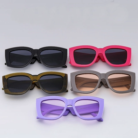 Oversized Square Sunglasses UV400 Protection PC Resin Thick Frame Vintage Fashion Eyewear For Men Women