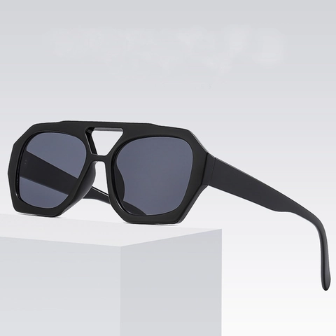 Occhiali Da Sole Oversize Geometrici Irregolari Doppio Ponte Vintage Protezione UV400 Montatura PC Lente AC Unisex