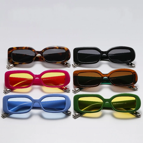 Retro Square Sunglasses PC Frame UV400 Protection Trendy Rectangle Fashion Eyewear For Men Women
