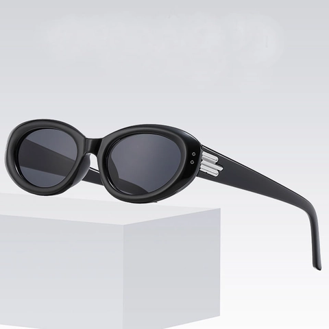Gafas De Sol Ovaladas Retro Para Hombres Y Mujeres Montura PC Protección UV400 Moda Vintage Con Decoración Metálica
