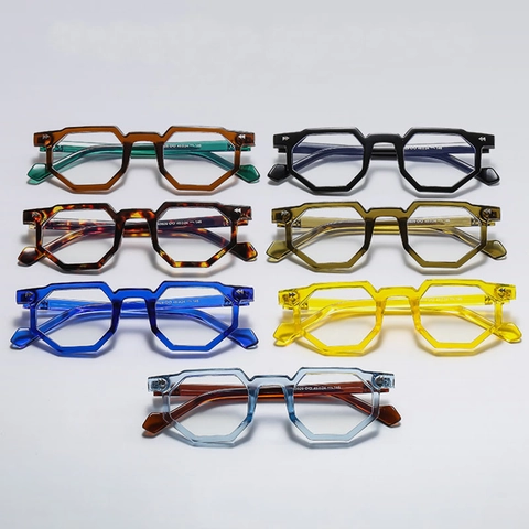 Vintage Irregular Geometric Hexagon Eyeglasses Frame Anti Blue Light Polycarbonate Resin Glasses For Men Women Fashion Optical Frame