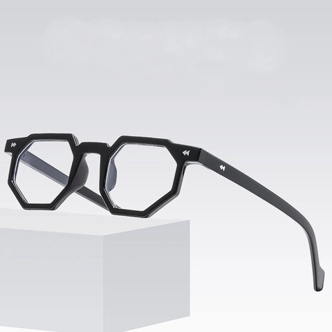 Vintage Irregular Geometric Hexagon Eyeglasses Frame Anti Blue Light Polycarbonate Resin Glasses For Men Women Fashion Optical Frame
