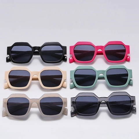 Gafas De Sol Geométricas De Polígono Montura PC Protección UV Retro Tendencia Moda Gafas De Marco Grande Para Hombre Mujer