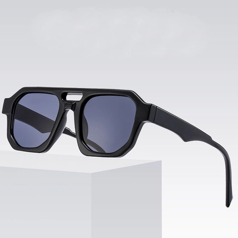 Gafas De Sol Montura Cuadrada Geométrica PC AC Doble Puente Estilo Retro Punk Tech Para Hombres Mujeres Moda Exterior