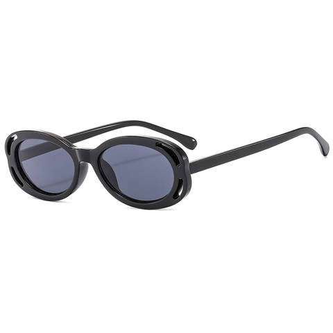 Fashion Oval Sunglasses Women Retro Y2K PC Frame Cut-out Design UV400 Protection Trendy Outdoor Eyewear