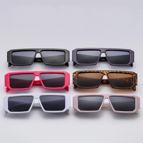 Fashion Rectangular Sunglasses Retro Square Thick Frame PC Resin UV400 Protection Eyewear For Men Women