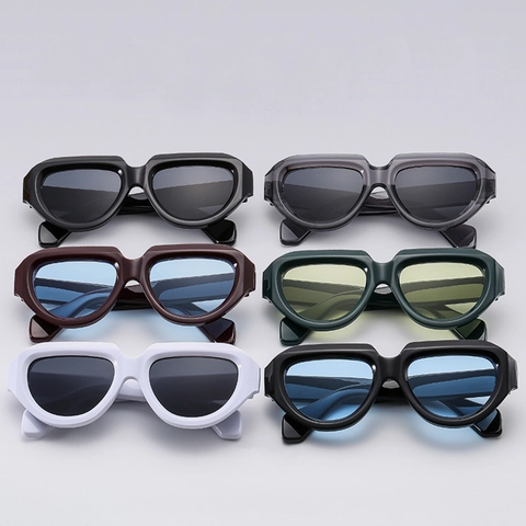 Irregular Geometric Sunglasses Thick PC Frame AC Lens UV400 Protective Fashion Shades For Men Women Retro Trend Style
