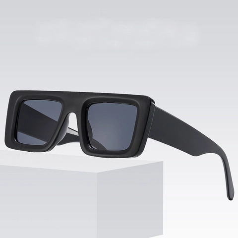 Lunettes De Soleil Rectangulaires Vintage Femmes Protection UV400 Monture PC Rétro Cadre Épais Mode Plein Air Style