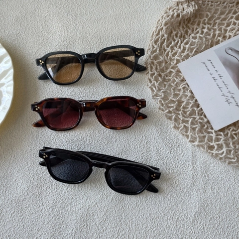 Retro Square Sunglasses Resin Frame AC Lens Metal Rivet UV400 Polarized Chic Urban Vintage Small Frame For Men Women