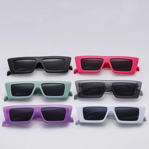 Retro Rectangle Sunglasses UV400 Protection Wide Frame PC Plastic Y2K Hip Hop Punk Streetwear Eyewear For Men Women