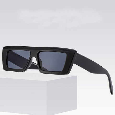 Retro Rectangle Sunglasses UV400 Protection Wide Frame PC Plastic Y2K Hip Hop Punk Streetwear Eyewear For Men Women