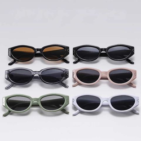 Retro Small Oval Cat Eye Sunglasses For Women UV400 Protection PC Frame AC Lens Fashion Ins Style Sun Glasses Party Travel