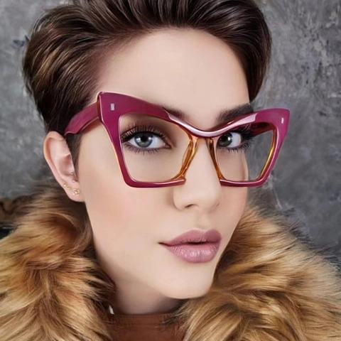 Occhiali Anti Luce Blu Occhio Di Gatto Alla Moda Montatura In PC Lente AC Occhiali Grandi Per Donna Anti Gatica