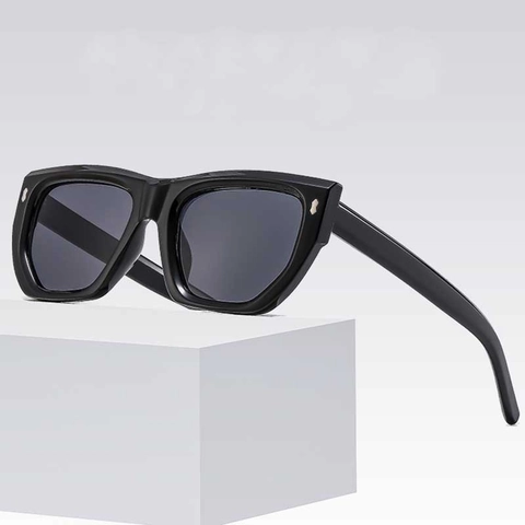 Fashion Vintage PC Frame Sunglasses UV400 Protection Cat Eye Square Sun Glasses With Metal Rivets For Unisex Men Women