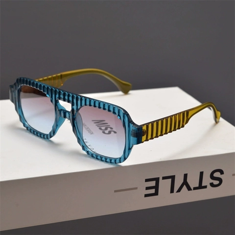 Kinder Quadratische Sonnenbrille Großer Rahmen UV400 Schutz PC AC Material Wasserwellen Textur Modische Brillen