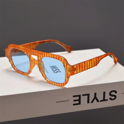 Kinder Quadratische Sonnenbrille Großer Rahmen UV400 Schutz PC AC Material Wasserwellen Textur Modische Brillen