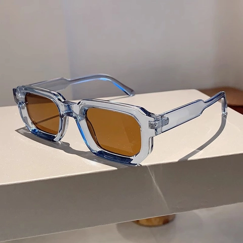 Quadratische Sonnenbrille Retro Chunky PC Rahmen AC Linse UV400 Schutz Vintage Mode Brillen Herren Damen Ins Style