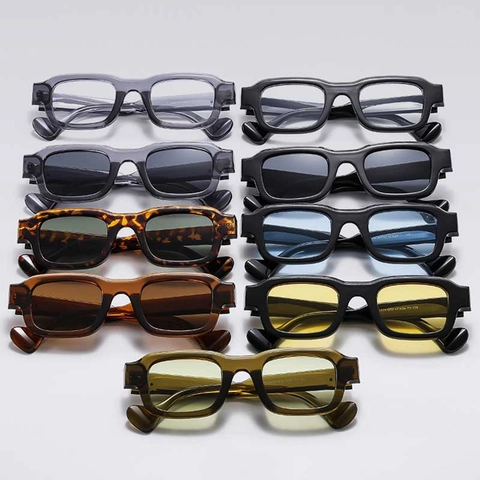 Retro Square Sunglasses Vintage Rectangle PC Frame AC Lens UV400 Protection Fashion Trendy Eyewear For Men Women