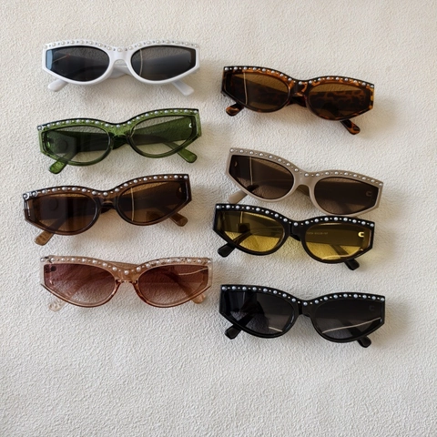Mode Katzenauge Sonnenbrille Damen Künstliche Perlendekor Harzrahmen UV400 Schutz Vintage Trendig Elegant Party Outdoor Brille