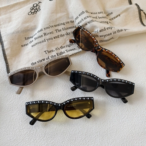 Mode Katzenauge Sonnenbrille Damen Künstliche Perlendekor Harzrahmen UV400 Schutz Vintage Trendig Elegant Party Outdoor Brille