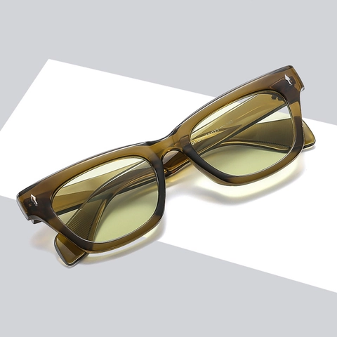 Occhiali Da Sole Cat Eye Vintage Protezione UV400 Montatura In PC Lente AC Moda Quadrata Con Borchie In Metallo Per Uomini Donne