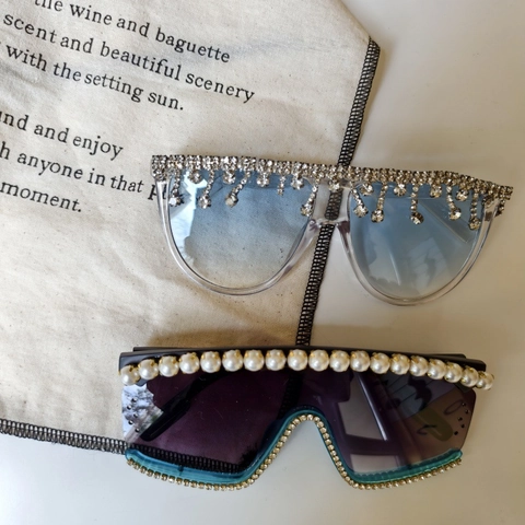 Oversized Rhinestone Sunglasses Women Butterfly Cat Eye UV Protection Gradient Resin Lens Fashion Party Eyewear Hand Inlaid