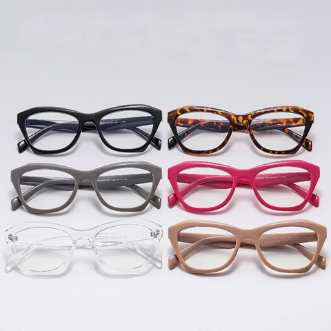 Geometrische Katzenaugen Brillenfassung PC AC Material Übergroße Modische Brillen Für Damen Herren Trendy Retro Klare Linsen