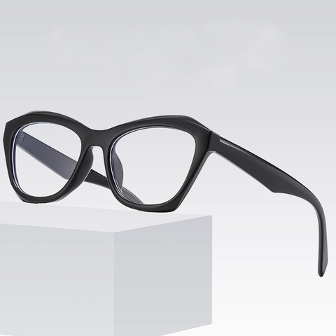 Geometrische Katzenaugen Brillenfassung PC AC Material Übergroße Modische Brillen Für Damen Herren Trendy Retro Klare Linsen