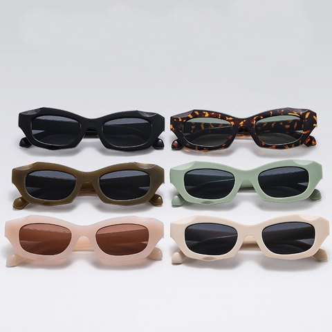 Occhiali Da Sole Cat Eye Vintage Protezione UV400 Retro Montatura PC Spessa Irregolare Lenti AC Moda Per Donne Uomini