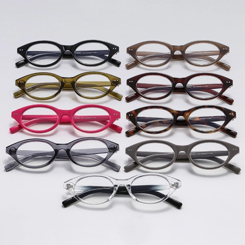 Montatura Per Occhiali Ovali Retrò Cat Eye Lenti PC AC Design Con Borchie Anti-UV Per Donna E Uomo