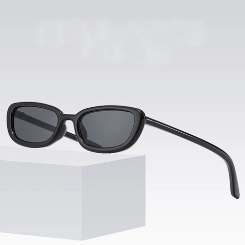 Retro Ovale Smalle Frame Zonnebril UV Bescherming PC Frame AC Lens Vintage Minimalistisch Unisex Eyewear Street Style